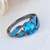 Claw Rings Ocean Blue Fire Opal Stone